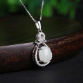wholesale 925 Sterling Silver Inlaid with Natural Hetian Jade Pendant Women's Necklace Wholesale with Certificate-0-2