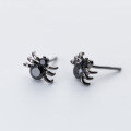 wholesale S925 Sterling Silver Small Black Spider Ear Stud for Men and Women, Unique Halloween Earring Jewelry E7129-0-1