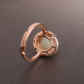 wholesale Rose gold plated 925 sterling silver with Hetian jade open-adjustable women's ring, direct from manufacturer, elegant European and American style white jade open-end silver ring-0-2