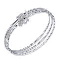 wholesale 999 Pure Silver Three Lives Three Times Silver Bracelet for Women, Minimalist Solid Circle Design, Young Style Solid Silver Bangle Gift for Girlfriend-0-4
