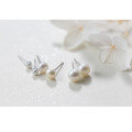 wholesale S925 Silver Korean Style Elegant White Pearl Earrings Mini Simple Bread Bead Earrings Silver Jewelry E0009-0-1
