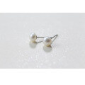 wholesale S925 Silver Korean Style Elegant White Pearl Earrings Mini Simple Bread Bead Earrings Silver Jewelry E0009-0-2