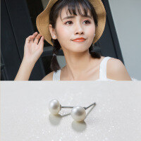 wholesale S925 Silver Korean Style Elegant White Pearl Earrings Mini Simple Bread Bead Earrings Silver Jewelry E0009-S925 silver about 5-6mm 925 silver
