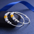 wholesale S990 Sterling Silver Yellow Chalcedony Bead Baby Bracelet and Anklet for Boys and Girls, Children's Silver Gift for Full Moon Celebration-0-5
