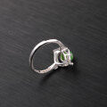 wholesale 925 Silver Inlaid Green Jade Half-Round Ring, Fashion Minimalist Green Jade Ring Wholesale, Hetian Jade Open-Ended Women's Ring-0-2