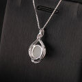 wholesale 925 Silver Wholesale Minimalist Ancient Style Hetian Jade Pendant with Certificate White Jade Stone Cabochon Small Necklace Women-0-2