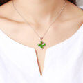 wholesale [925 Sterling Silver] Pendant with Appraisal Certificate, Fashion Women's Clavicle Chain, Four-Leaf Clover Inlaid Hetian Jade Pendant-0-2