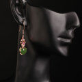 wholesale Rose gold plated 925 sterling silver inlaid with Hetian jade fashionable heart-shaped earrings for women-0-1