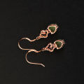 wholesale Rose gold plated 925 sterling silver inlaid with Hetian jade fashionable heart-shaped earrings for women-0-2