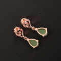 wholesale Rose gold-plated 925 sterling silver inlaid with Hetian jade new Chinese-style tassel drop earrings for women with certificate-0-2