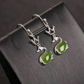 wholesale Sterling silver with certificate 925 Hetian jade earrings swan jade earrings creative style natural green jade earrings for women-0-2