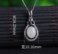 wholesale 925 Sterling Silver Inlaid with Natural Hetian Jade Pendant Women's Necklace Wholesale with Certificate-0-6