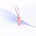 wholesale Sterling Silver New Meow Star Cat Pendant Necklace for Women with Pink Crystal, Fashionable and Versatile Trendy Accessory-0-1