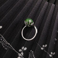wholesale 925 Sterling Silver Inlaid Jasper Ring Certificate, Fashionable Natural Green Jade Stone Ring Cabochon Hetian Jade Openable Women's Ring-0-2