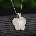 wholesale 925 Sterling Silver Certificate Included Inlaid Hetian Jade Pendant Wholesale Vintage White Jade Butterfly Natural Gemstone Necklace-0-1
