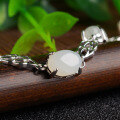 wholesale 925 Sterling Silver Inlaid with Hetian Jade Bracelet with Certificate, Fashionable and Unique Gift for Girlfriend or Best Friend's Birthday, Jade Stone Bracelet-0-1
