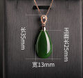 wholesale 18K Gold 5-piece Green Jadeite Pendant with Certificate, Natural Hetian Jade Waterdrop Necklace, Gold-Encased Jade-0-9