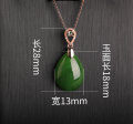 wholesale 18K Gold 5-piece Green Jadeite Pendant with Certificate, Natural Hetian Jade Waterdrop Necklace, Gold-Encased Jade-0-7