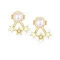 wholesale 925 Sterling Silver Korean Style Sweet Star Earrings for Women, Fashion Five-Point Star Pearl Ear Studs, Japanese Minimalist Light Luxury Silver Jewelry-0-3