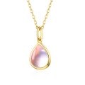 wholesale Metal material, new fashion versatile girl pink crystal necklace Korean style sweet water drop pendant wholesale custom processing-0-5