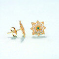 wholesale S925 Silver Korean Minimalist Elegant Princess Square Green Zircon Ear Studs Retro-Style Earrings-0-1