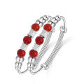 wholesale 990 Sterling Silver Korean Simple Red Agate Bangle Bracelet for Women, Children, and Babies Wholesale-0-4