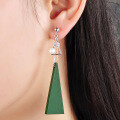 wholesale S925 silver Korean-style small fresh green triangle earrings sweet wooden ear accessories wholesale-0-3