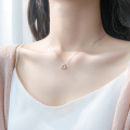 wholesale S925 silver triangle necklace Korean style single diamond geometric triangle clavicle chain D2813-0-1