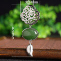wholesale Sterling Silver Inlaid with Hetian Jasper Pendant Natural, Direct from Manufacturer Ethnic Style Leaf Vintage Totem Necklace Pendant-0-2