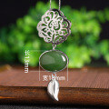 wholesale Sterling Silver Inlaid with Hetian Jasper Pendant Natural, Direct from Manufacturer Ethnic Style Leaf Vintage Totem Necklace Pendant-0-5