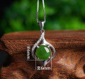 wholesale 925 Sterling Silver Inlaid Green Jade Pendant with Appraisal Certificate, Guochao Retro Style Hetian Jade Pendant-0-5