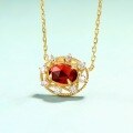 wholesale 9K Gold Elegant and Fairness-Enhancing Women's Necklace, Versatile and Unique Mozambican Garnet Pendant, Exquisite Craftsmanship Wholesale-0-2