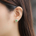 wholesale 925 Sterling Silver Simple Hetian Jade Earrings for Women with Certificate, Heart-shaped Inlaid Bead Jade Ear Studs, Ancient Style Ear Accessories-0-3