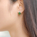 wholesale 925 Sterling Silver Inlaid with Hetian Jade Earrings for Women, with Certificate, Jasper Cabochon Stud Earrings, Fashionable Jade Jewelry Wholesale-0-3