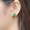 wholesale 925 Sterling Silver Four-Leaf Clover Jasper Earrings for Women with Certificate Green Jade Earrings Hetian Jade Stud Earrings Wholesale-0-3