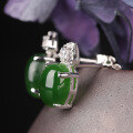 wholesale 925 Sterling Silver Inlaid with Hetian Jade Earrings for Women, with Certificate, Jasper Cabochon Stud Earrings, Fashionable Jade Jewelry Wholesale-0-1