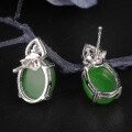 wholesale 925 Sterling Silver Inlaid with Hetian Jade Earrings for Women, with Certificate, Jasper Cabochon Stud Earrings, Fashionable Jade Jewelry Wholesale-0-2