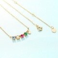 wholesale 9K gold jewelry natural opal pendant collarbone chain with red and blue spinel gemstone necklace for women-0-2