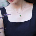 wholesale 925 Sterling Silver Wholesale with Certificate Green Jade Pendant Ancient Style Waterdrop Hetian Jasper Necklace Pendant Necklace-0-3