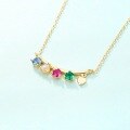wholesale 9K gold jewelry natural opal pendant collarbone chain with red and blue spinel gemstone necklace for women-0-1