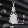 wholesale 925 Silver with Certificate, Waterdrop Hetian Jade Pendant Necklace, Wholesale Ethnic Style Large Jade Pendant, White Jade Ornament-0-5