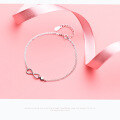 wholesale S925 Silver Double Layer Infinity ∞ Bracelet for Women, Korean Style Fashion, Sweet Heart-shaped Jewelry S2419-0-2