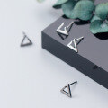 wholesale S925 Sterling Silver Women's Hollow Black Triangle Earrings Trendy Geometric Minimalist Couple Jewelry E6592-0-0