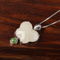wholesale 925 Sterling Silver Fashionable Natural Hetian Jade Pendant with Certificate, White Jade Butterfly Gemstone Necklace for Women-0-2