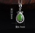 wholesale 925 Sterling Silver Inlaid with Hetian Jasper Pendant Necklace Wholesale Tourist Attraction Green Jade Pendant-0-5