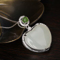 wholesale 925 Sterling Silver Fashion-Simple Jade Pendant with Certificate, Heart-Shaped Hetian Jade and White Jade Necklace Pendant-0-3