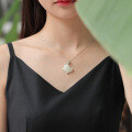 wholesale [925 Sterling Silver] National Trend Retro Style Hetian Jade Pendant for Women with Certificate, Green Jade Butterfly Button Necklace Pendant-0-1