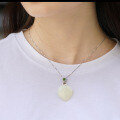 wholesale 925 sterling silver with certified natural Hetian jade pendant, fashionable peach-shaped teardrop gemstone necklace for women-0-1