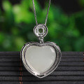 wholesale 925 Sterling Silver Fashion-Simple Jade Pendant with Certificate, Heart-Shaped Hetian Jade and White Jade Necklace Pendant-0-2
