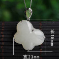 wholesale [925 Sterling Silver] National Trend Retro Style Hetian Jade Pendant for Women with Certificate, Green Jade Butterfly Button Necklace Pendant-0-5
